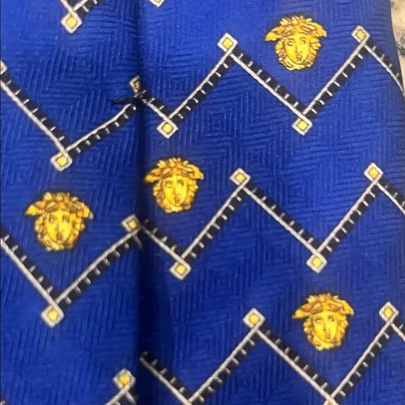 Versace Blue and Gold Medusa Pattern Tie (a repost). - Picture 4 of 5